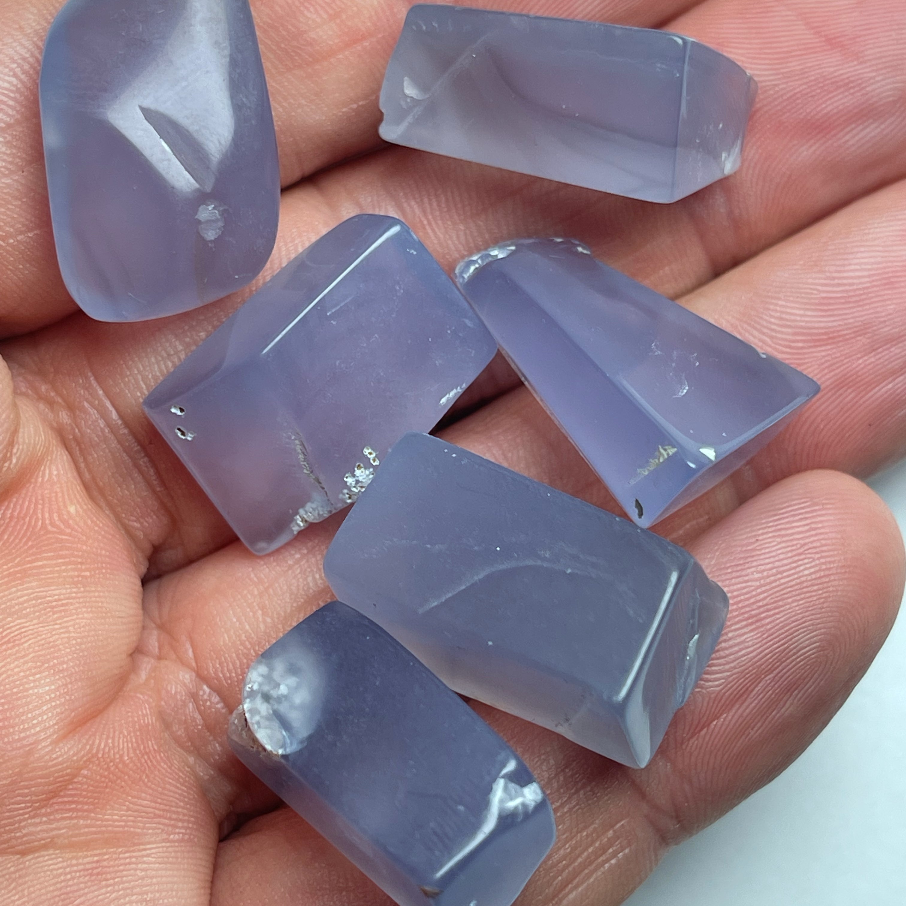 35 Gramm - Parcel mit rohen blauen Chalzedon aus Äthiopien - 6 Stück - DeinOpal