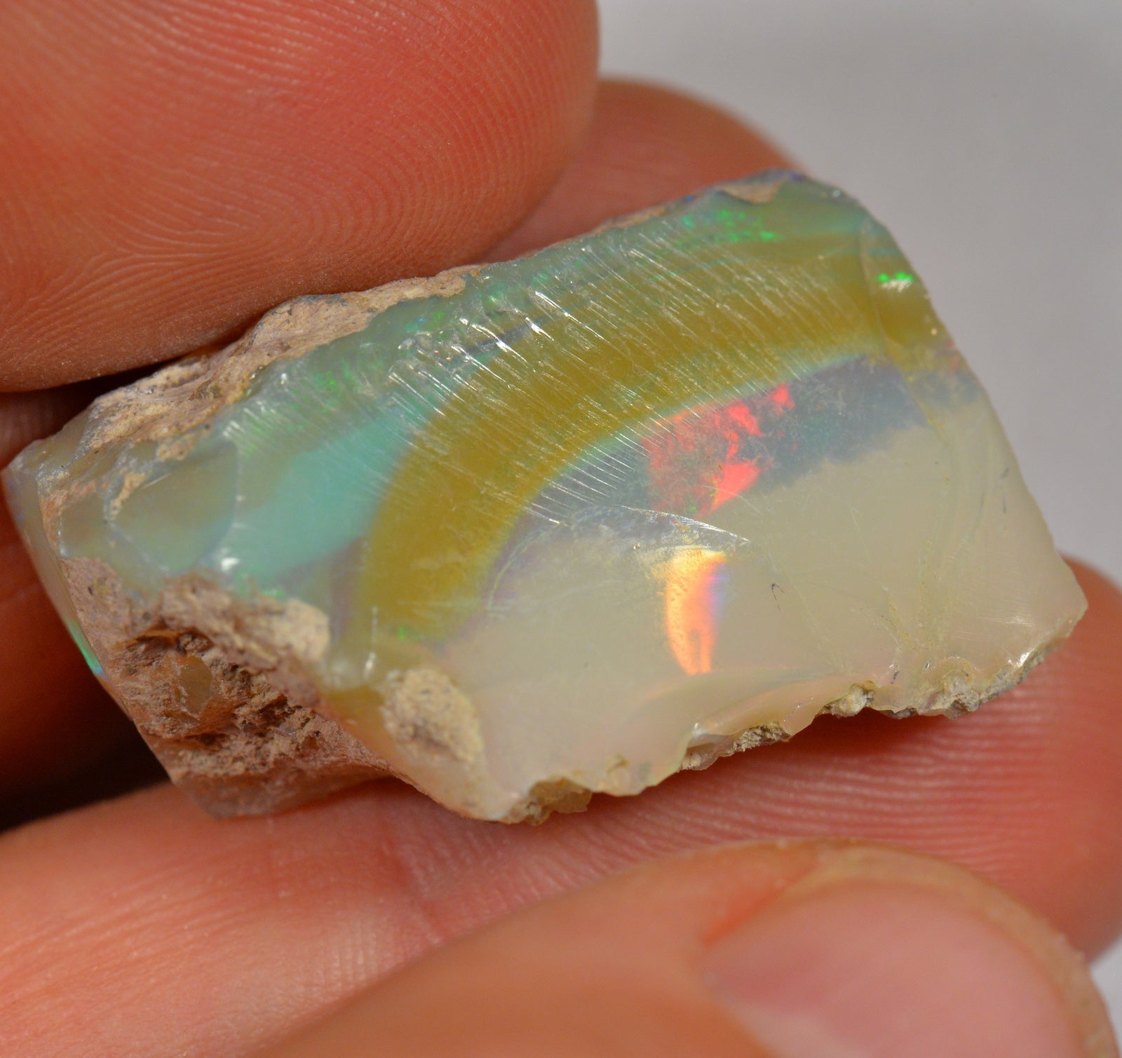 39 Carat Rough Ethiopian Welo Opal Elongated Form — natural untreated rough Ethiopian Welo opal